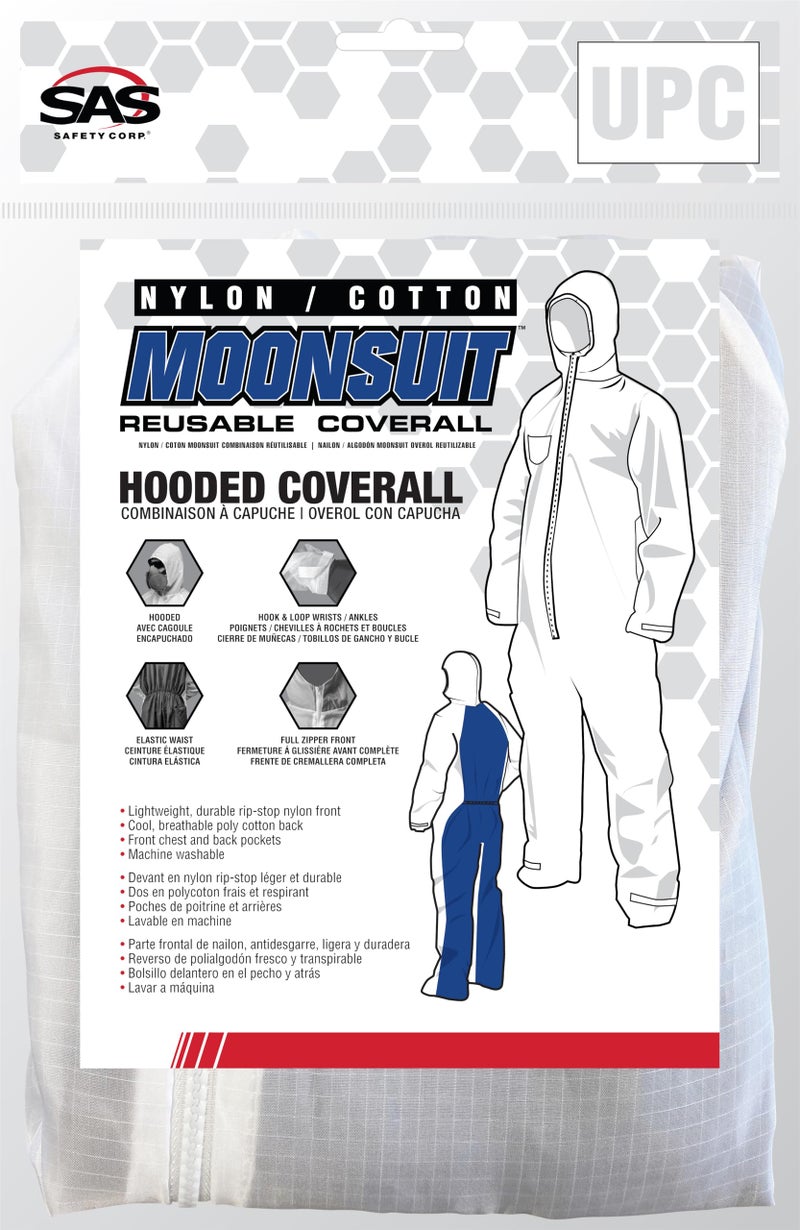 SAS Safety 6938 Moon suit Nylon Cotton Coverall, Large, White - Image 3